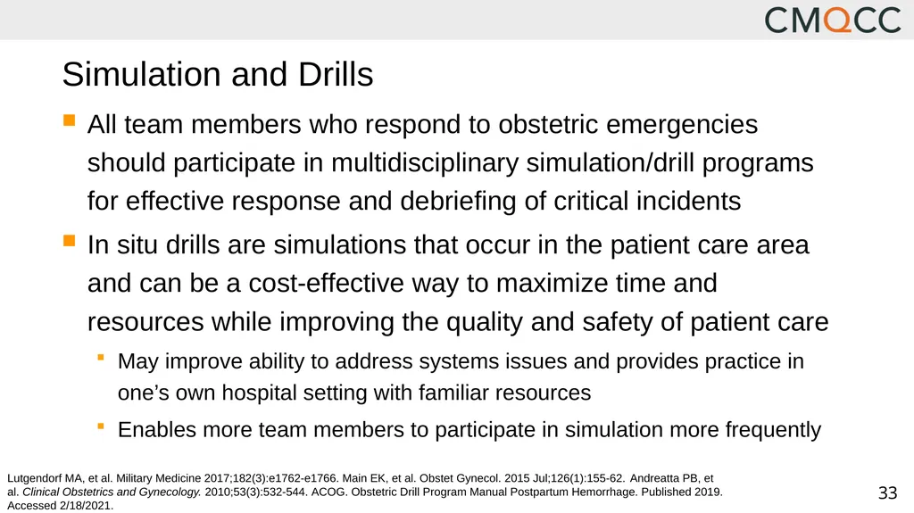 Improving Health Care Response to Obstetric - slide 33 of 70