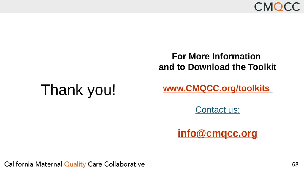 Improving Health Care Response to Obstetric - slide 68 of 70