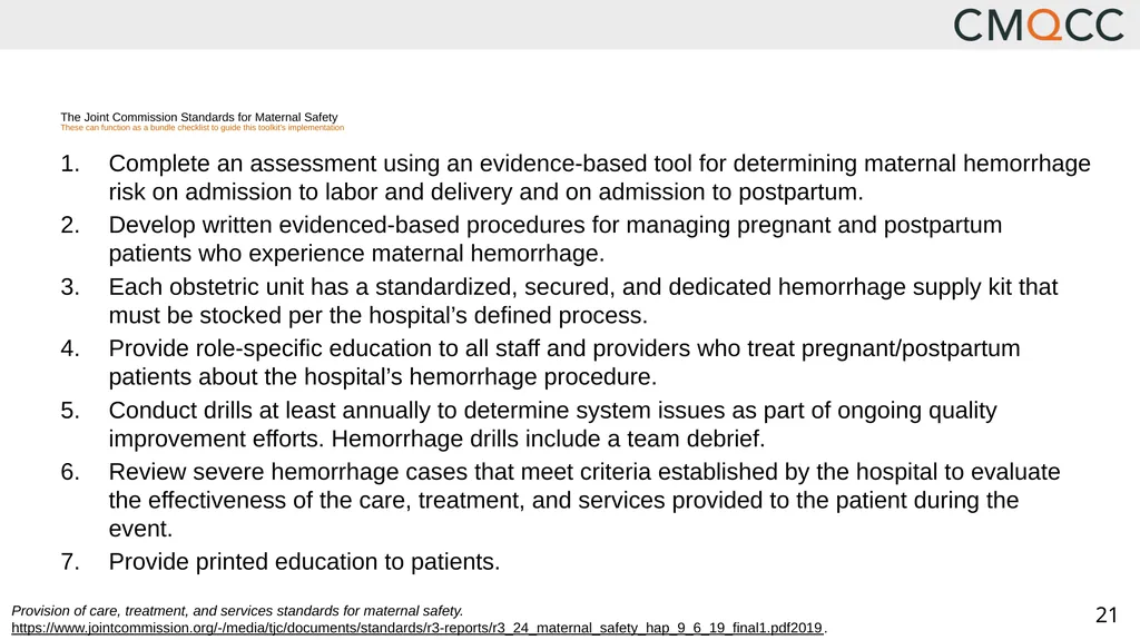 Improving Health Care Response to Obstetric - slide 21 of 70