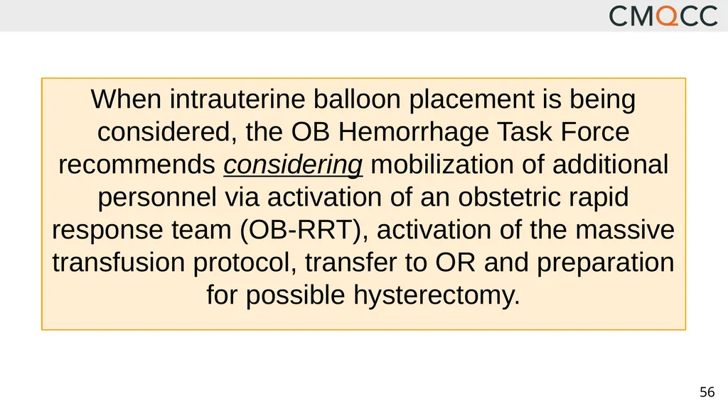 Improving Health Care Response to Obstetric - slide 56 of 70