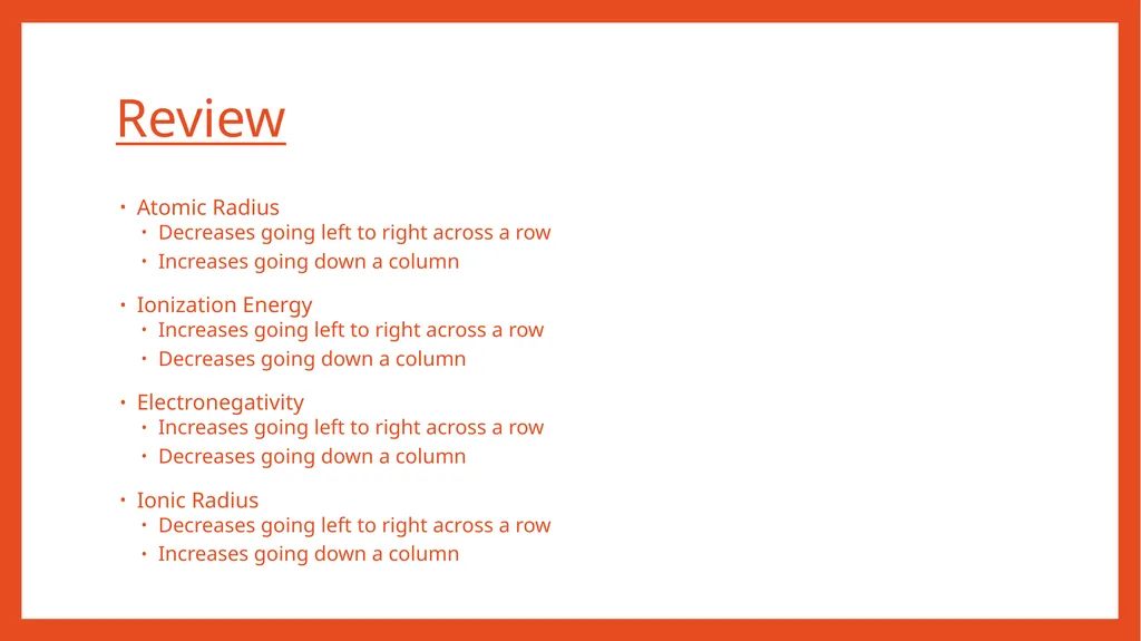 Periodic Table Trends Periodic Table Trends Follow - slide 15 of 15