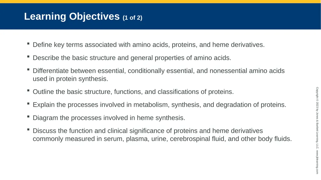 CHAPTER 6 Proteins and Heme Derivatives Learning - slide 2 of 27