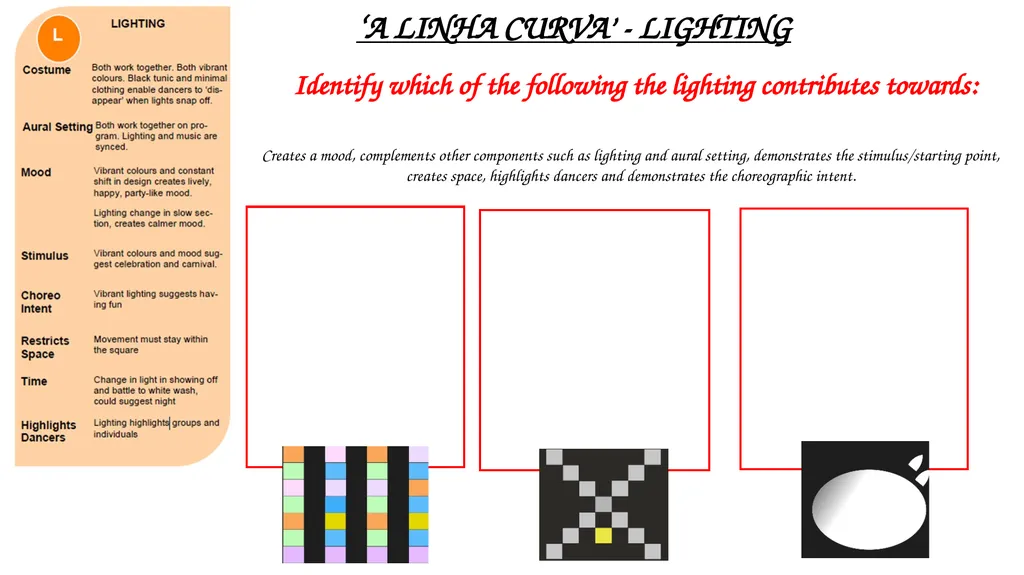 ‘A LINHA CURVA’ Revision Sheets Costume - slide 5 of 11
