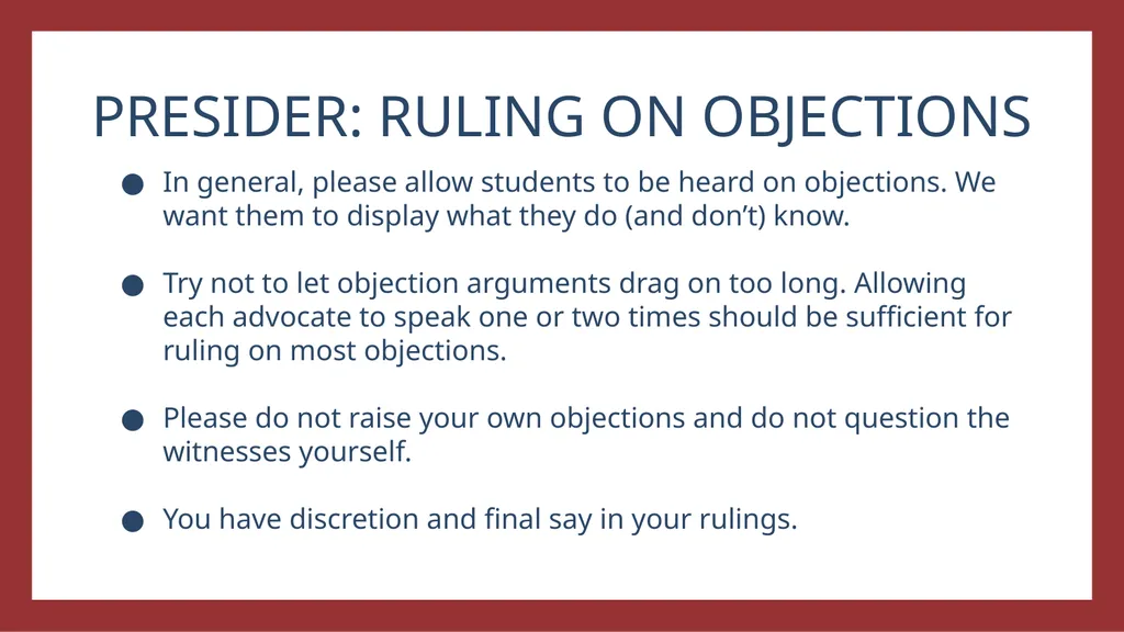 AGENDA Trial Structure Timekeeping & Other Rules - slide 9 of 34