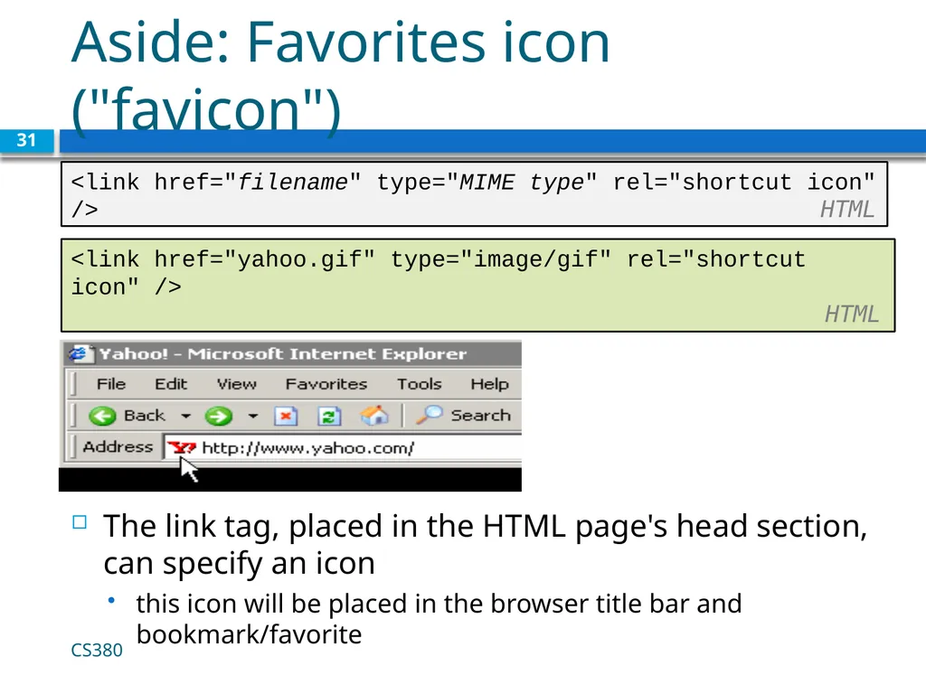 CSS for Styling CS380 1 The good, the bad and - slide 31 of 31