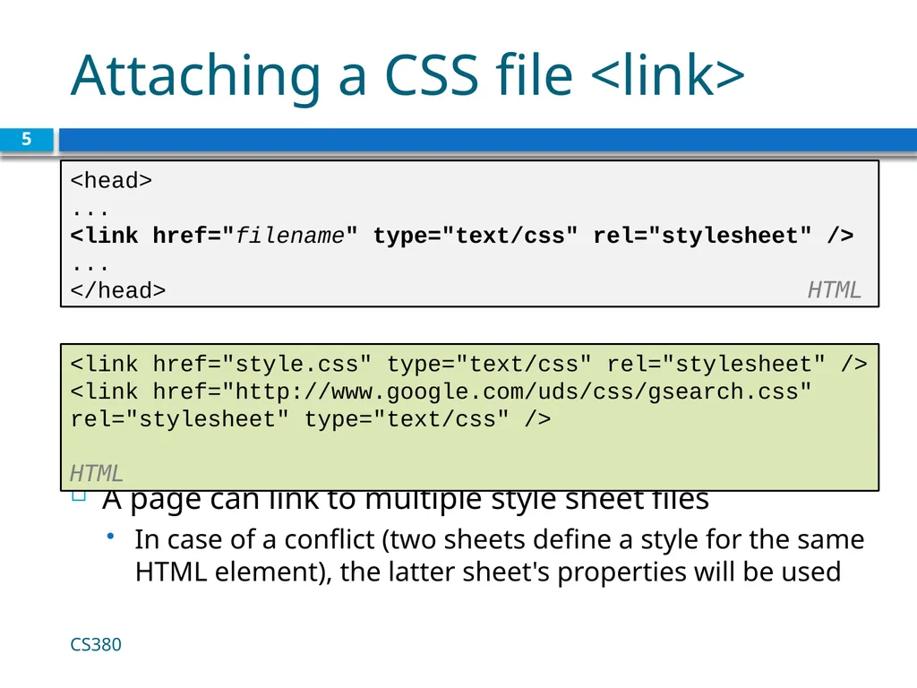 CSS for Styling CS380 1 The good, the bad and - slide 5 of 31