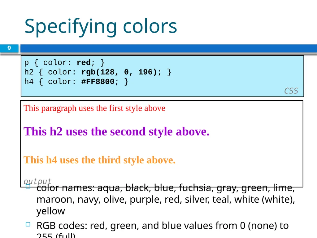CSS for Styling CS380 1 The good, the bad and - slide 9 of 31