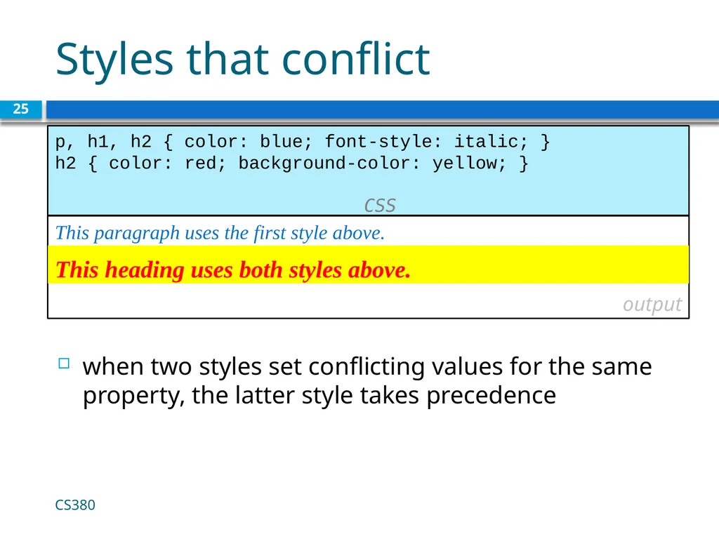 CSS for Styling CS380 1 The good, the bad and - slide 25 of 31
