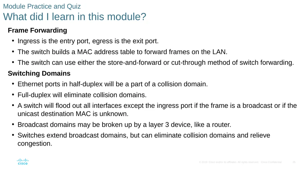 Module 2: Switching Concepts Instructor Materials - slide 19 of 20