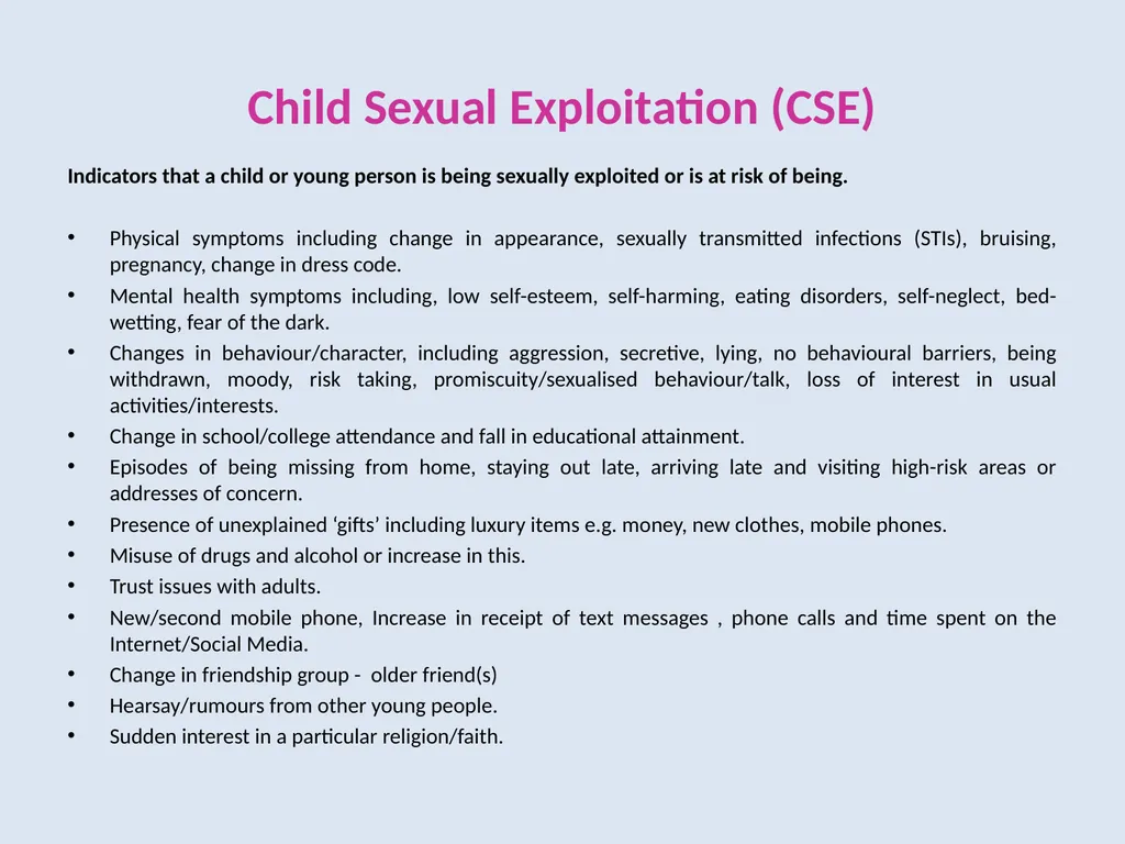 Child Sexual Exploitation (CSE): Briefing for the - slide 7 of 13