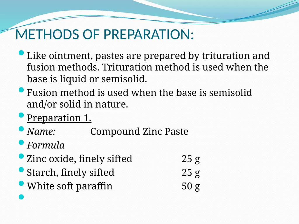SEMISOLID DOSAGE FORMS - Ointments, Pastes, - slide 68 of 96