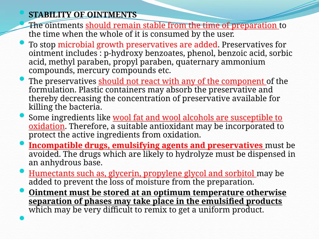 SEMISOLID DOSAGE FORMS - Ointments, Pastes, - slide 63 of 96