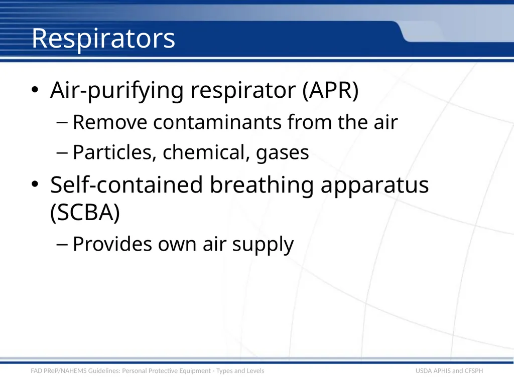 Personal Protective Equipment Types and Levels - slide 5 of 24