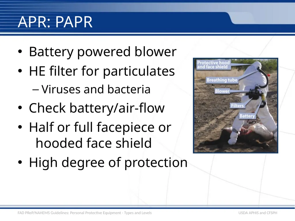 Personal Protective Equipment Types and Levels - slide 9 of 24