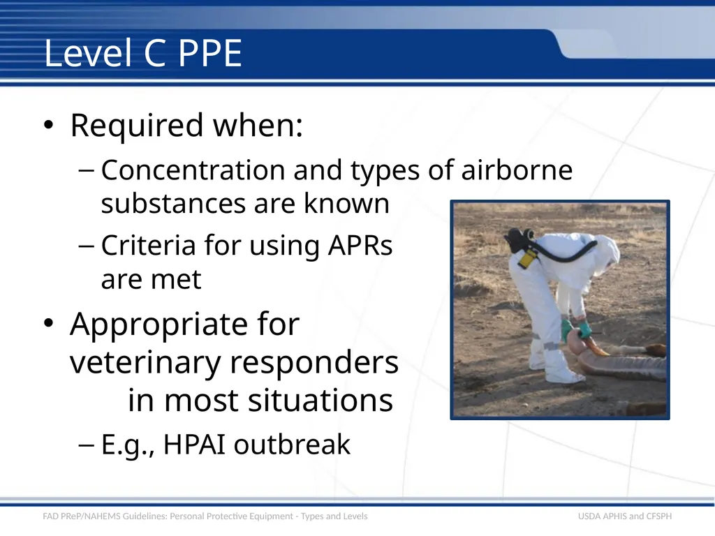 Personal Protective Equipment Types and Levels - slide 19 of 24