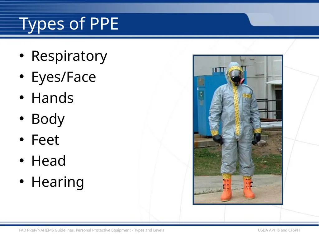 Personal Protective Equipment Types and Levels - slide 3 of 24