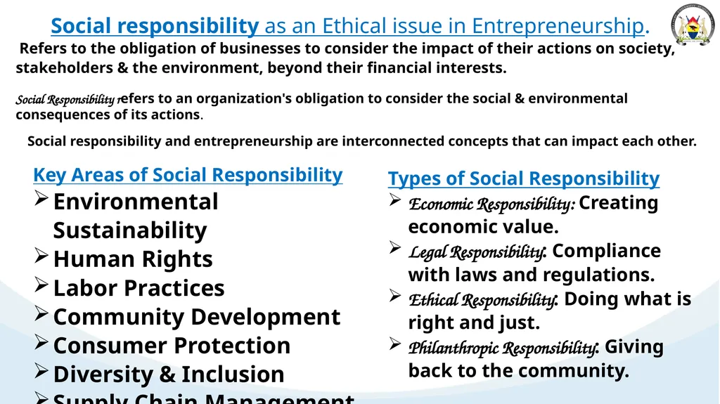 ETHICAL ISSUES IN ENTREPRENERSHIP Ethical issues - slide 12 of 14