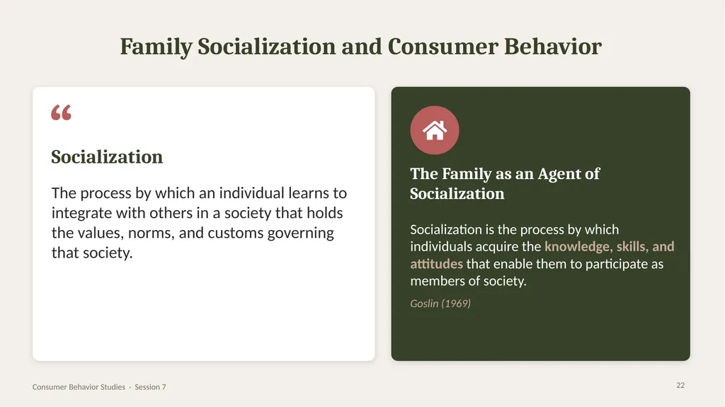 SESSION 7 · CONSUMER BEHAVIOR STUDIES Family and - slide 22 of 28