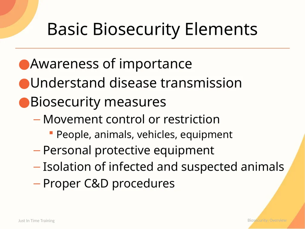 Biosecurity Overview Biosecurity Series of - slide 4 of 20