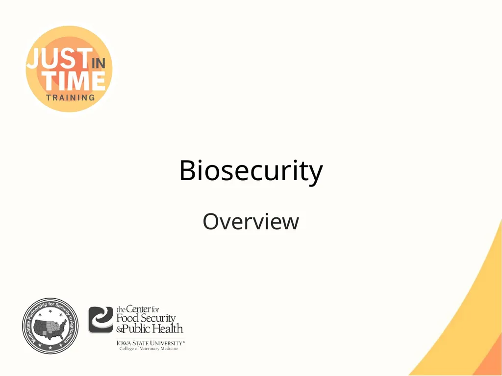 Biosecurity Overview Biosecurity Series of - slide 1 of 20