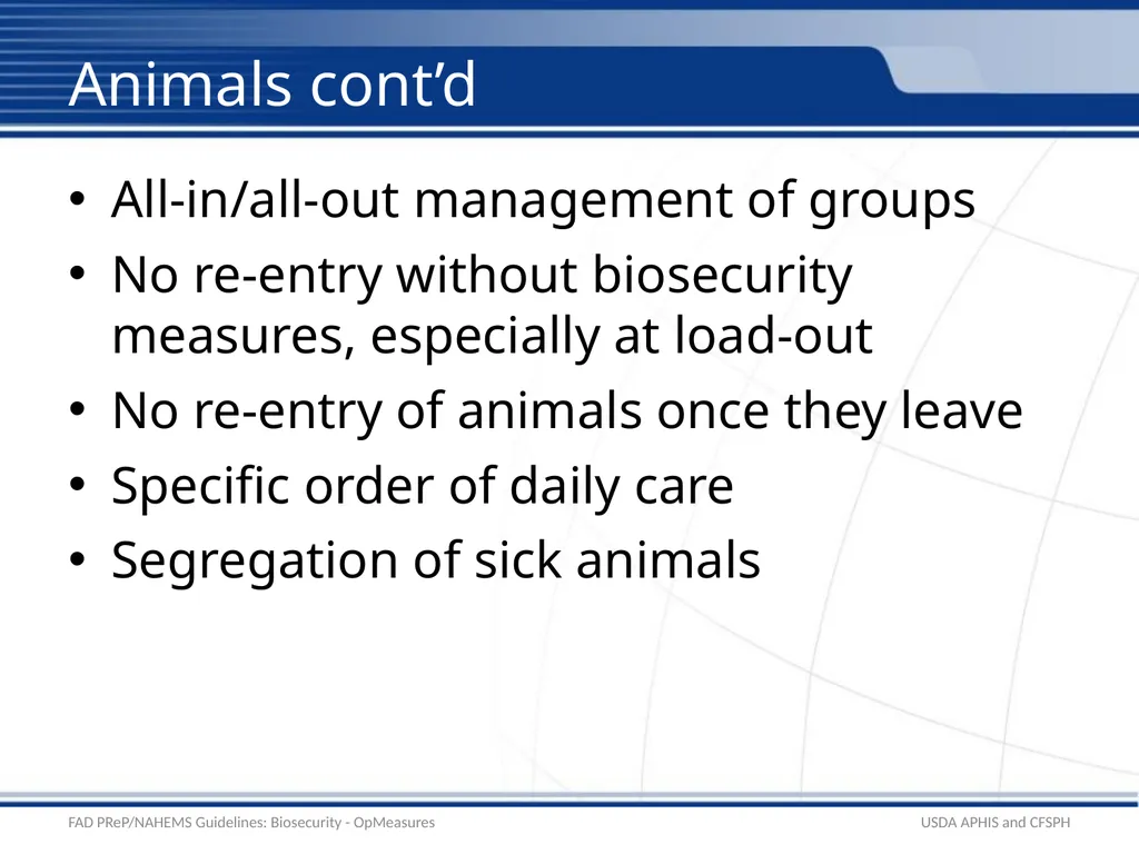 Biosecurity Operational Biosecurity Measures - slide 18 of 25