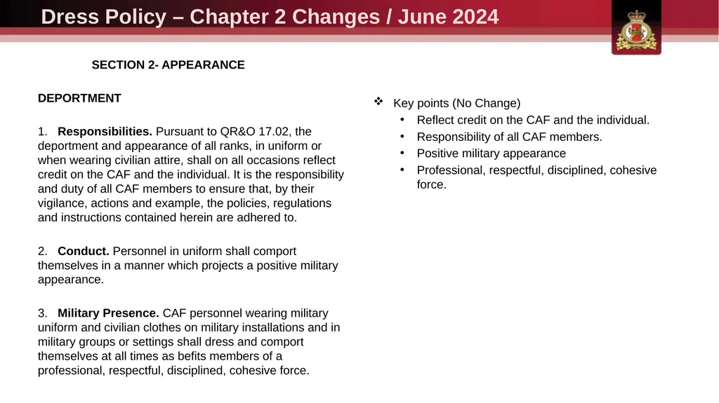 Dress Policy – Chapter 2 Changes / June 2024 - slide 3 of 13