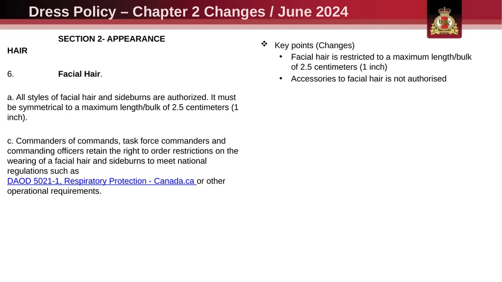Dress Policy – Chapter 2 Changes / June 2024 - slide 6 of 13