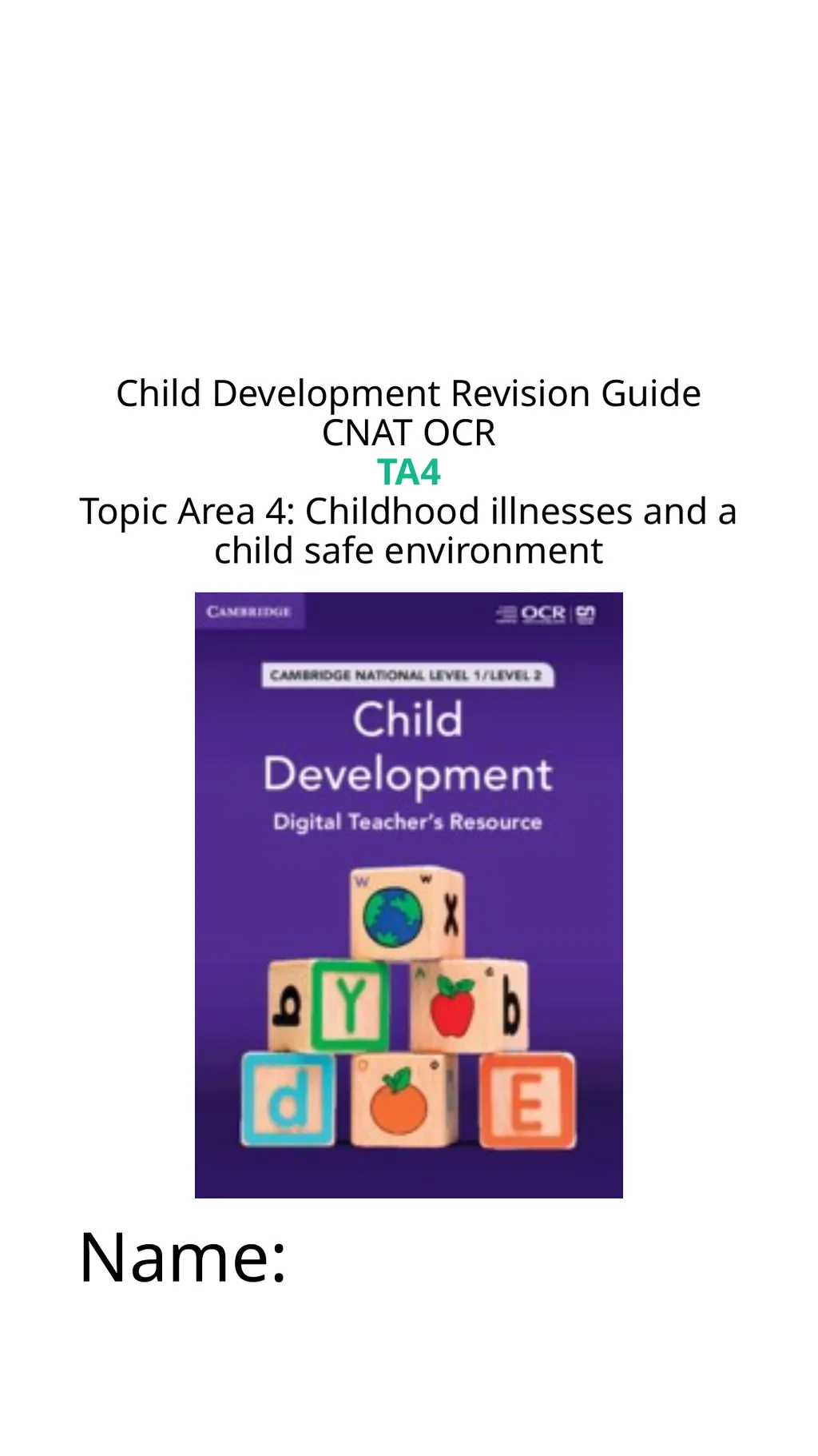 Child Development Revision Guide CNAT OCR TA4 - slide 1 of 55
