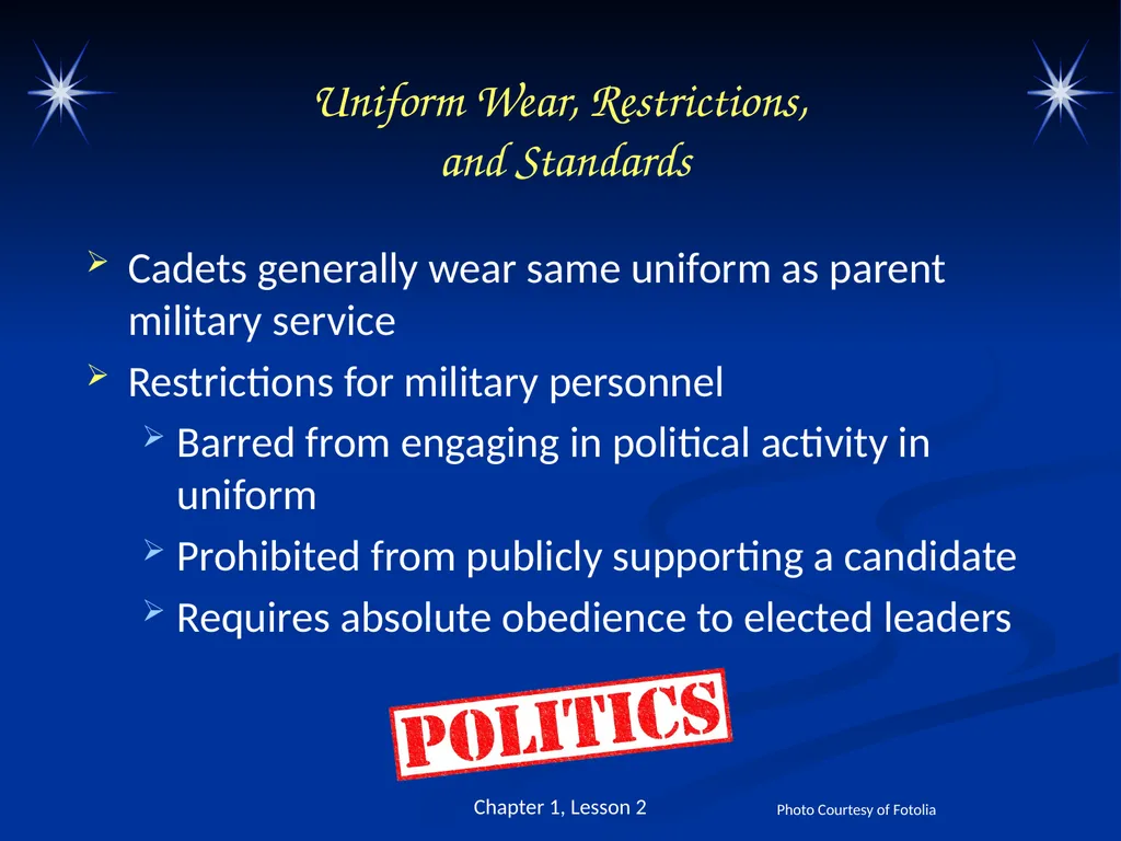 The Military Uniform and Appearance Standards - slide 5 of 26