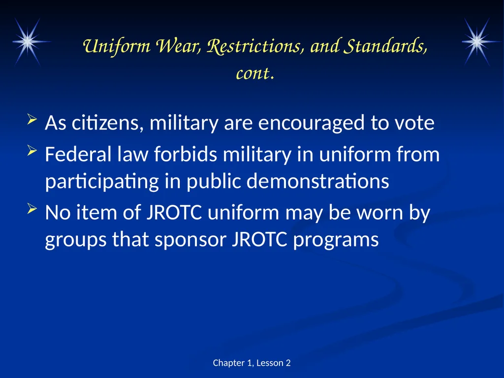 The Military Uniform and Appearance Standards - slide 6 of 26