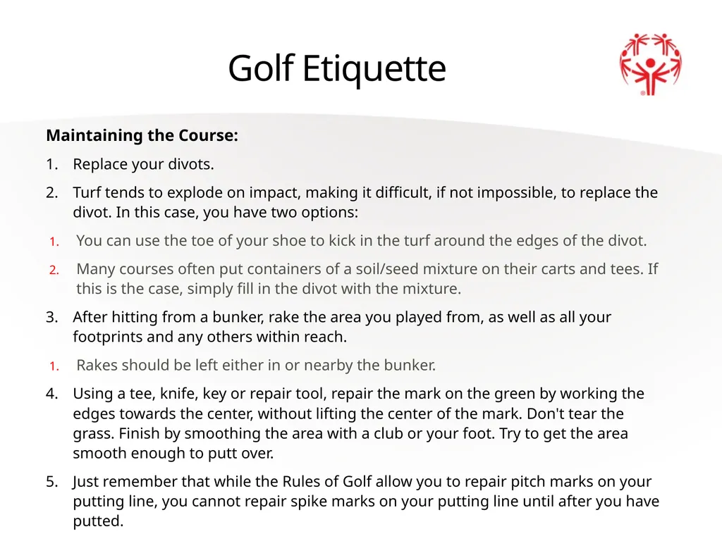 Golf Official Rules Level 1 Individual Skills - slide 24 of 27