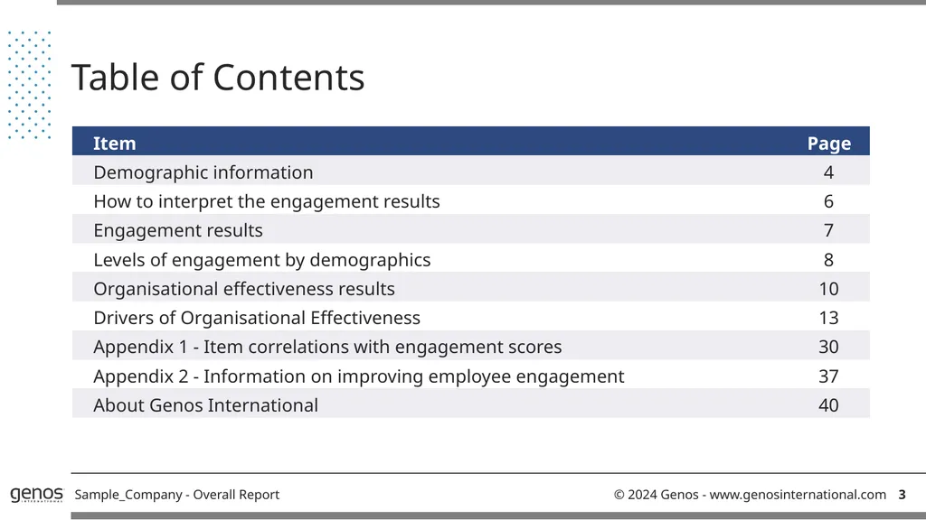 Genos Organisational Effectiveness & Engagement - slide 3 of 41