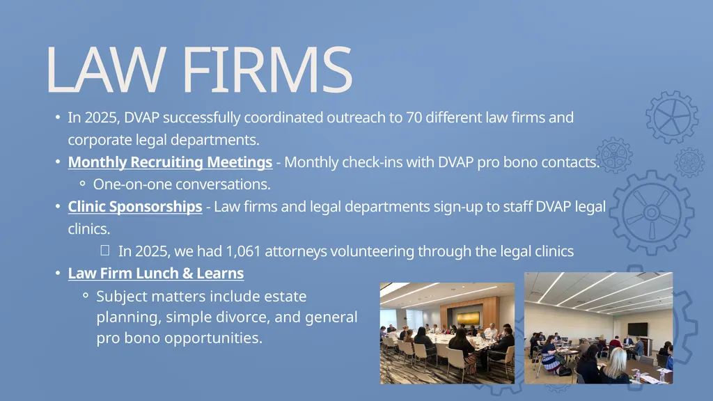 DEVELOPING THE RELATIONSHIP BETWEEN LAW FIRMS, LAW - slide 8 of 27