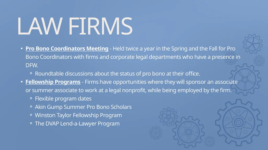 DEVELOPING THE RELATIONSHIP BETWEEN LAW FIRMS, LAW - slide 9 of 27