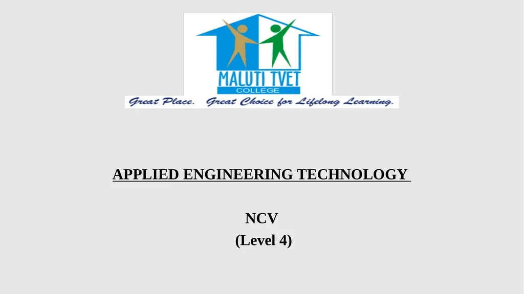 APPLIED ENGINEERING TECHNOLOGY NCV (Level 4) TOPIC - slide 1 of 409
