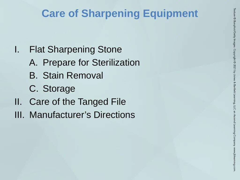 Chapter 38 Instrument Care and Sharpening Learning - slide 21 of 23
