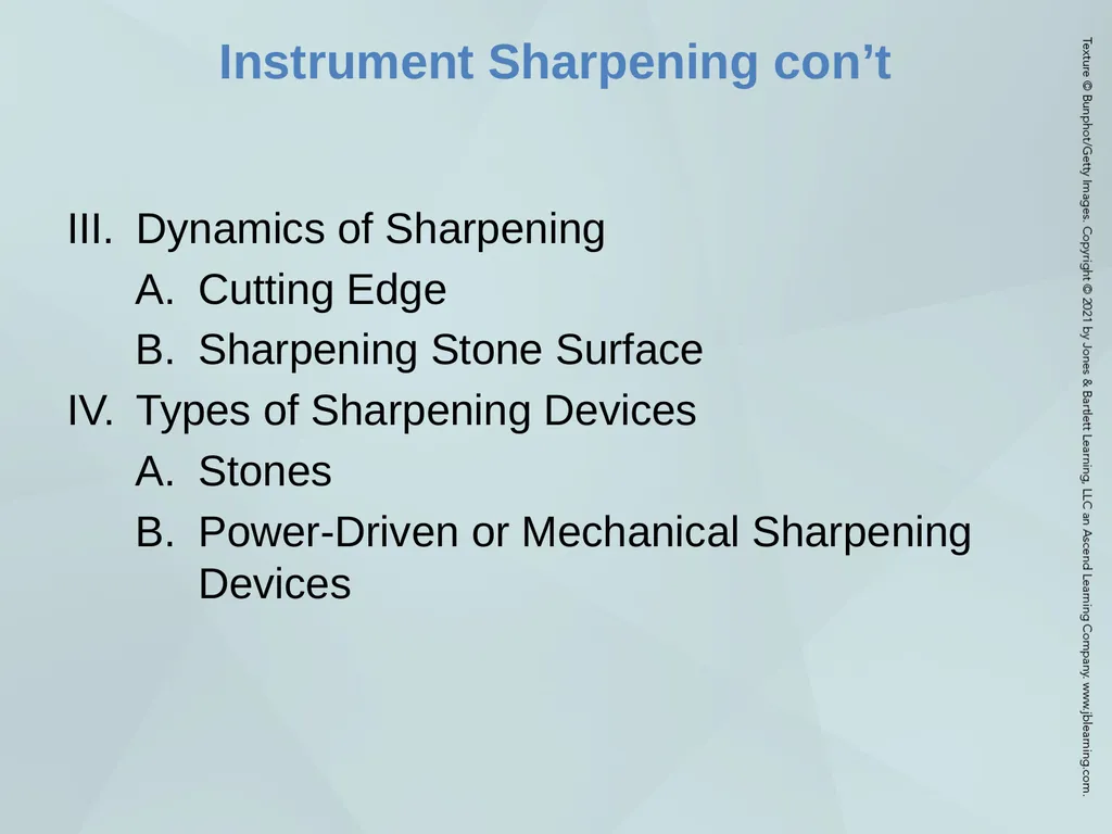 Chapter 38 Instrument Care and Sharpening Learning - slide 4 of 23