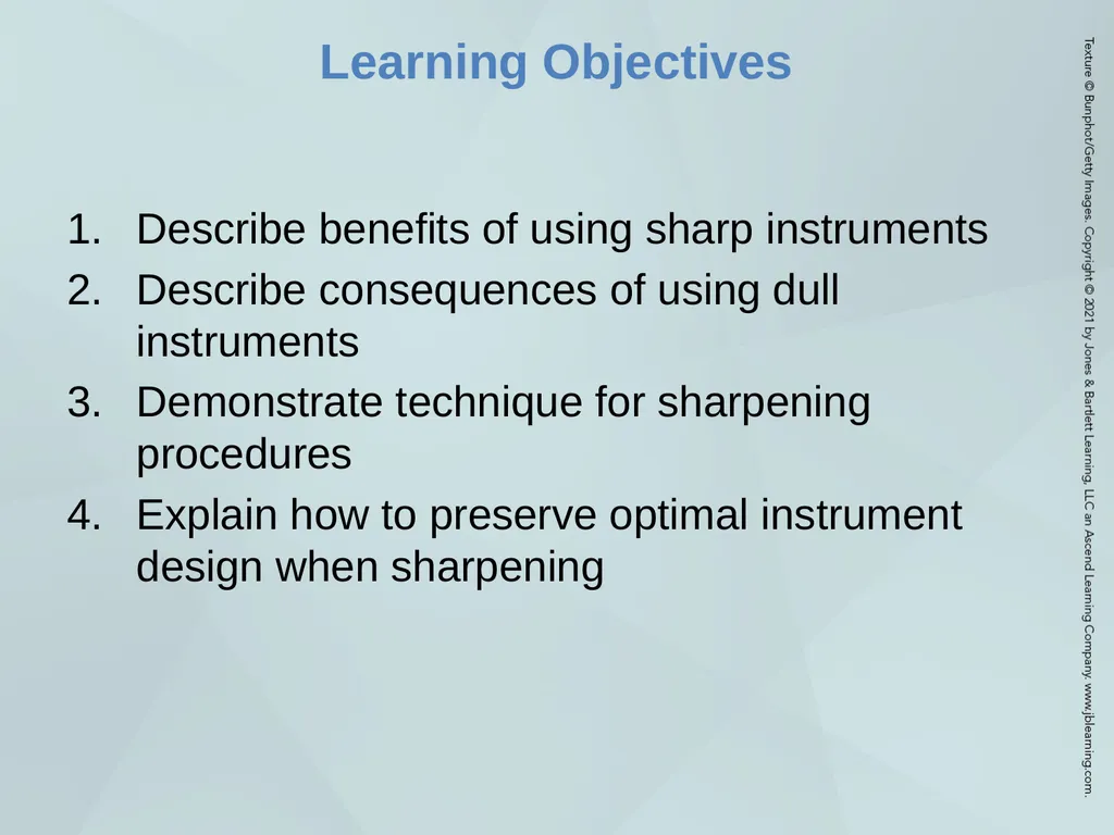 Chapter 38 Instrument Care and Sharpening Learning - slide 2 of 23