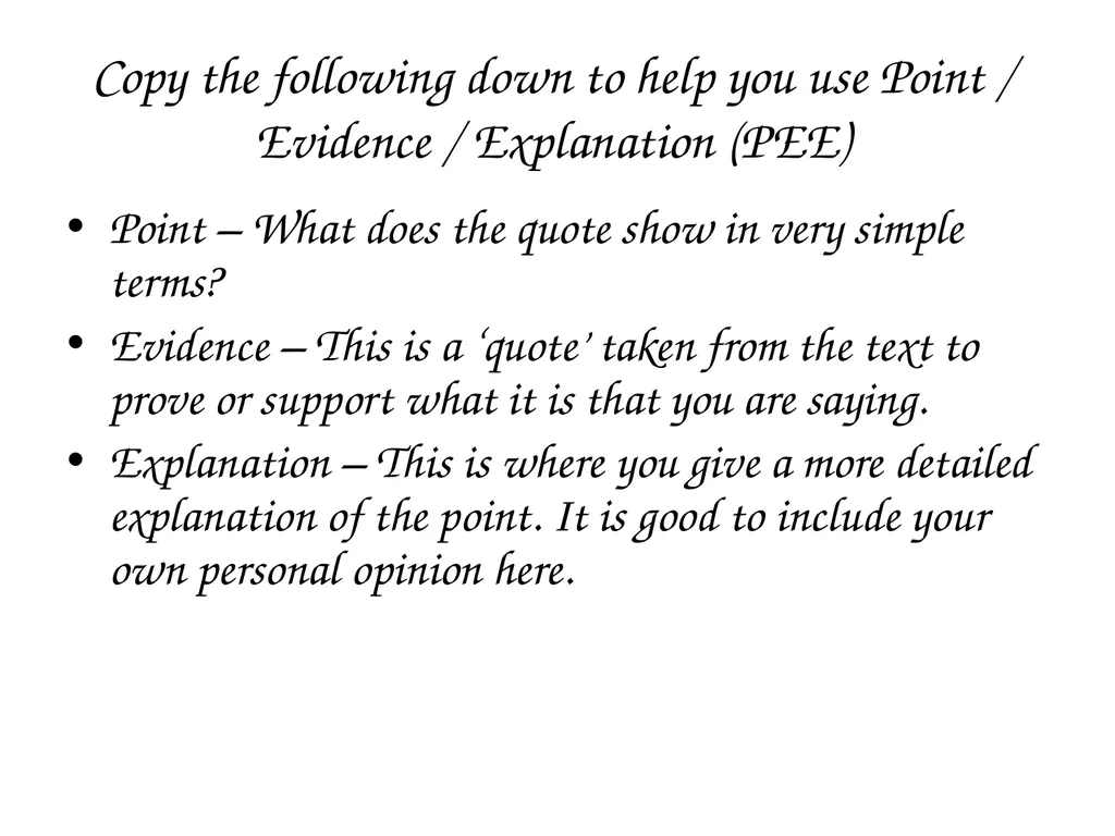 PEE Paragraphs AIM: To understand how this - slide 8 of 12