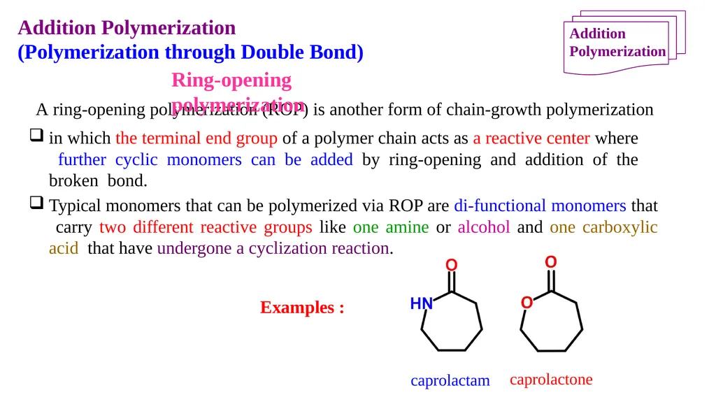 Chapter 2: General Methods for preparing Polymers - slide 143 of 156