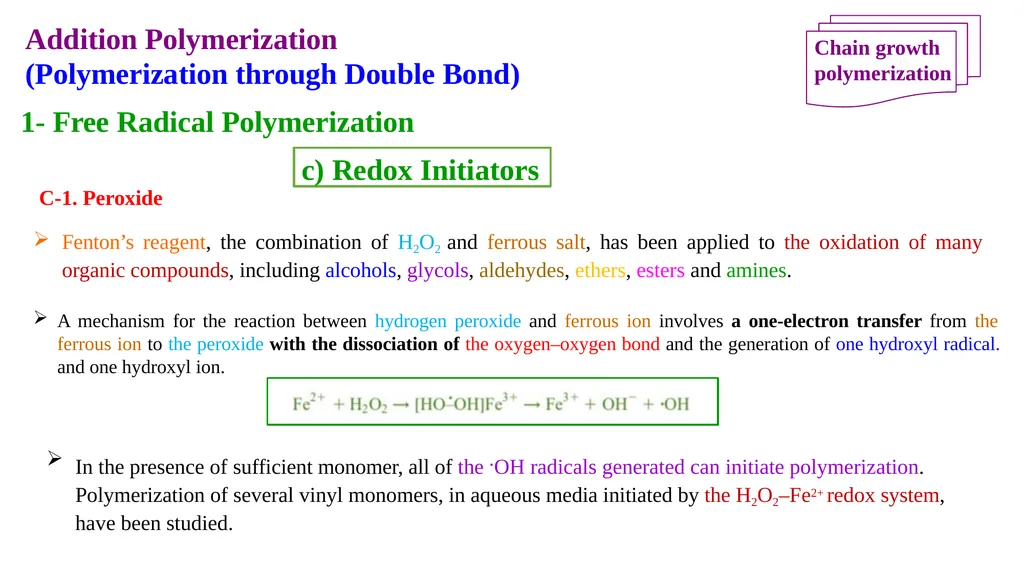 Chapter 2: General Methods for preparing Polymers - slide 90 of 156