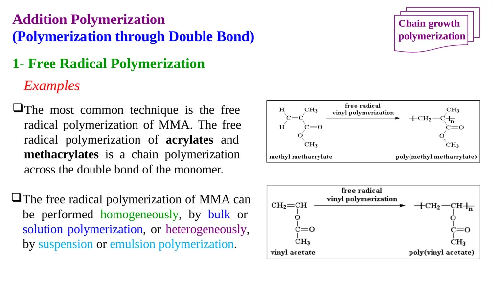 Chapter 2: General Methods for preparing Polymers - slide 99 of 156