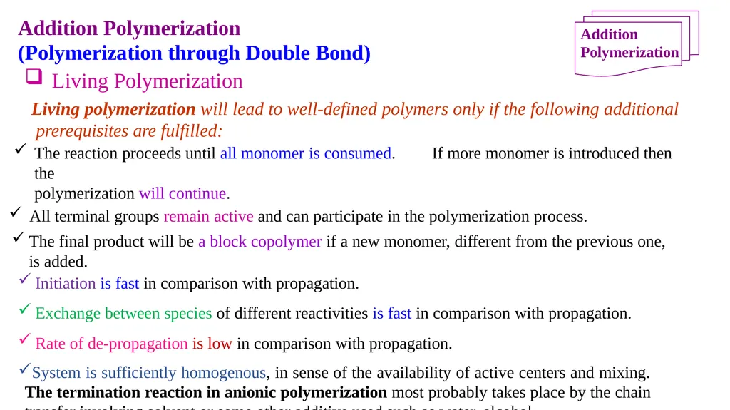 Chapter 2: General Methods for preparing Polymers - slide 121 of 156