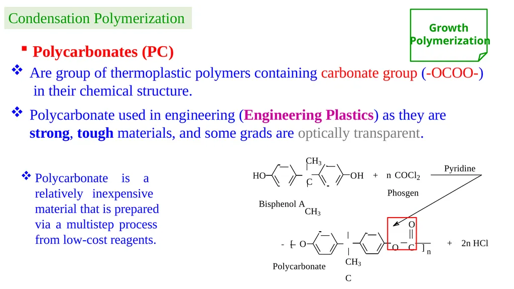 Chapter 2: General Methods for preparing Polymers - slide 21 of 156