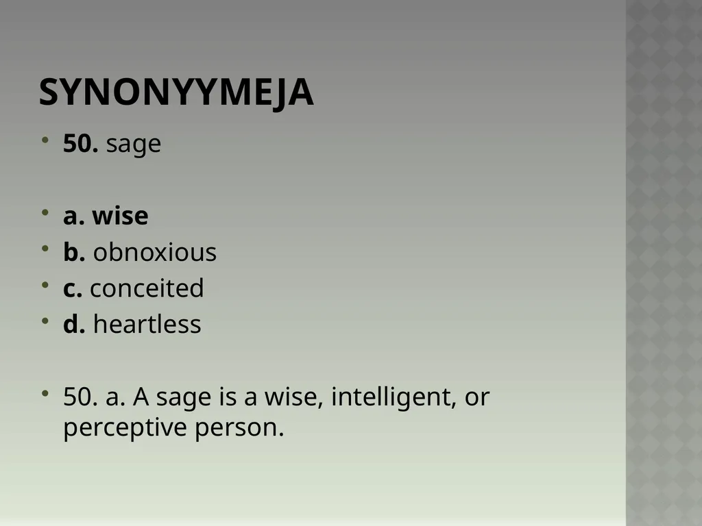 Synonyymeja 1. Which word means the same as - slide 101 of 494