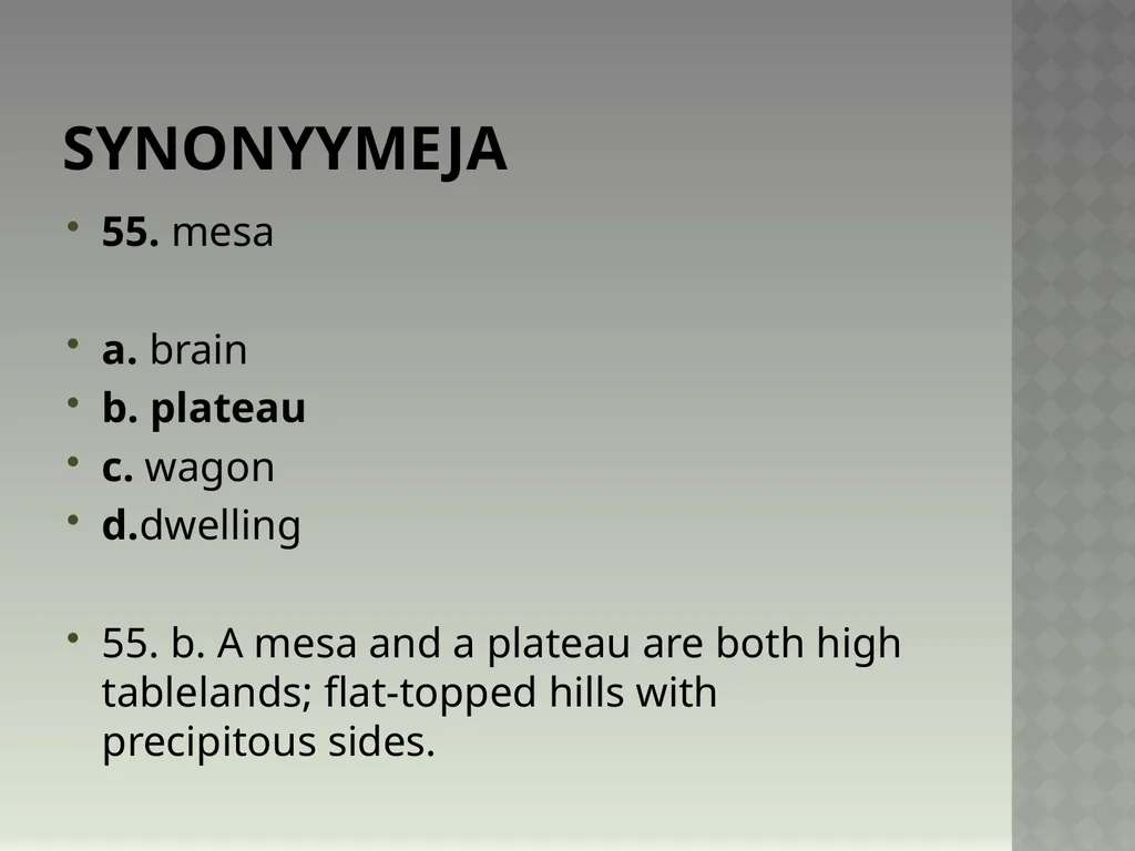 Synonyymeja 1. Which word means the same as - slide 111 of 494
