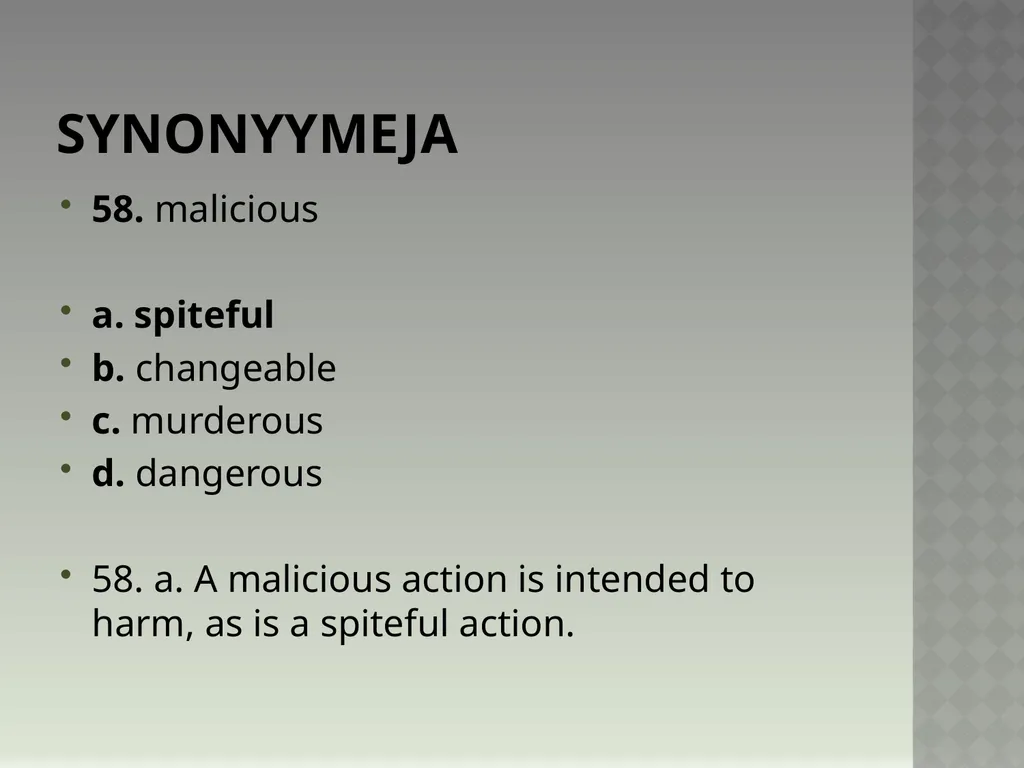 Synonyymeja 1. Which word means the same as - slide 117 of 494