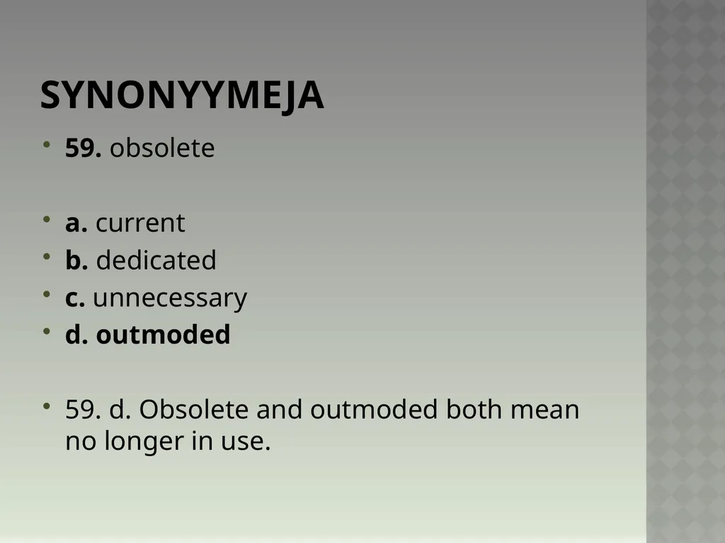 Synonyymeja 1. Which word means the same as - slide 119 of 494