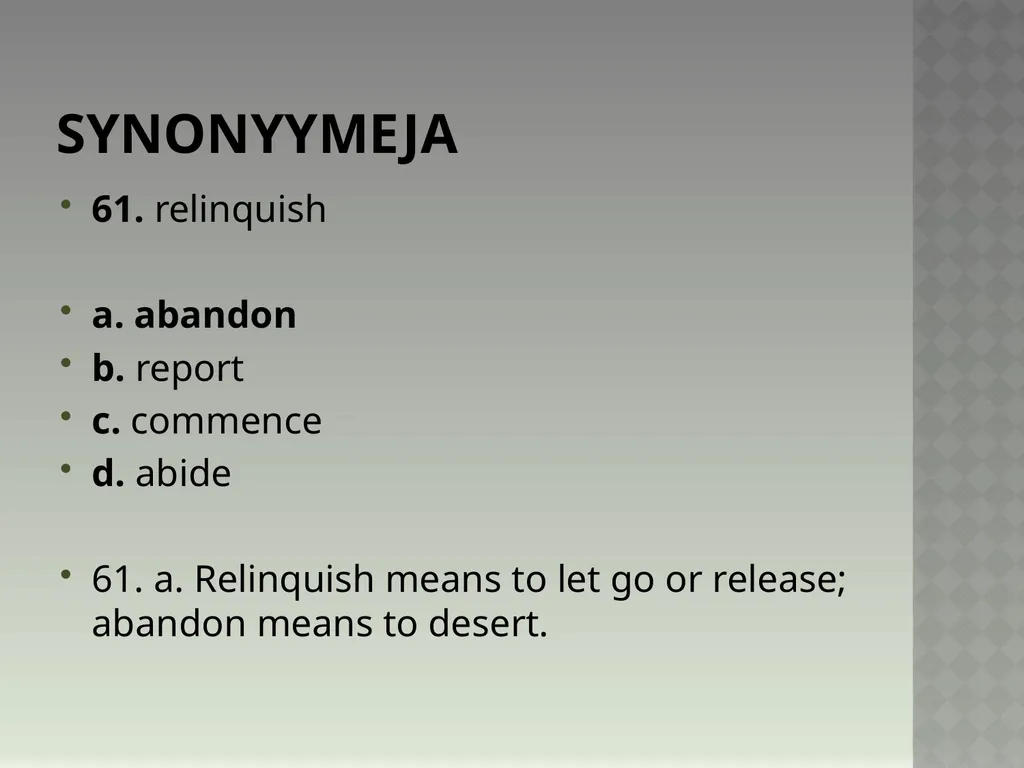 Synonyymeja 1. Which word means the same as - slide 123 of 494