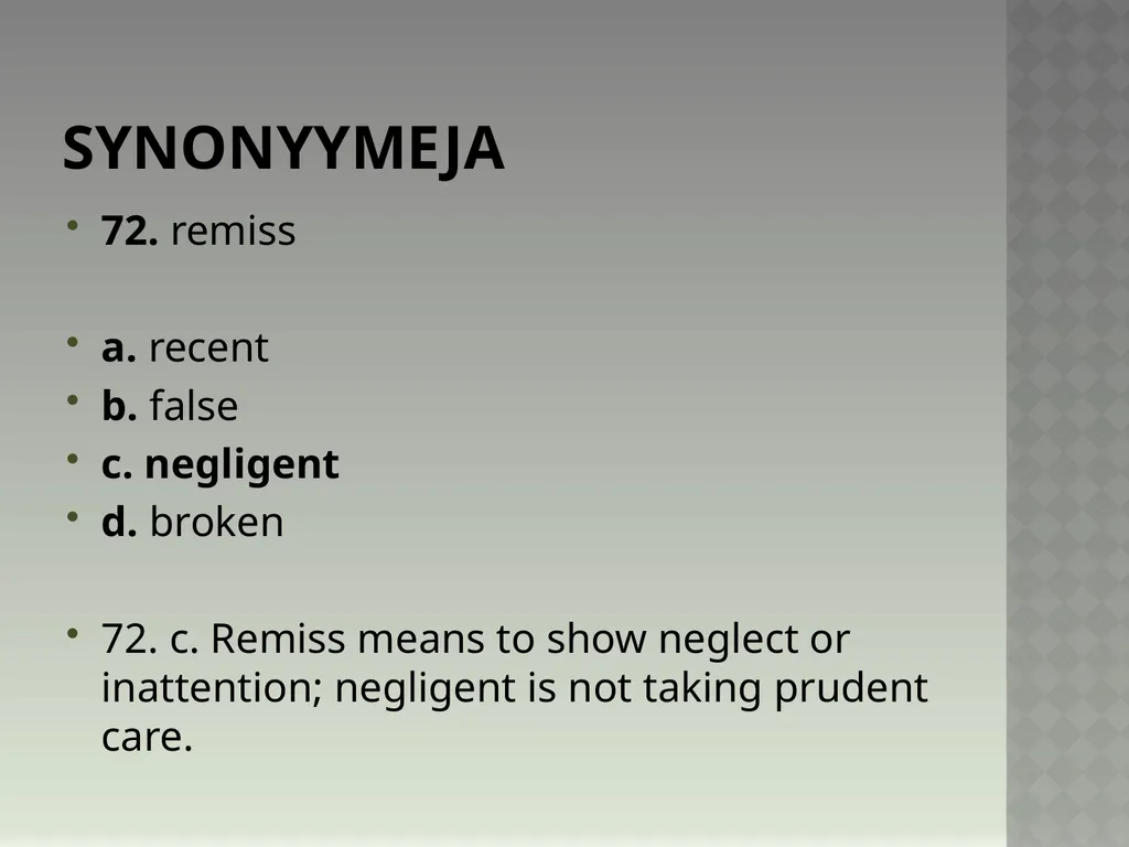 Synonyymeja 1. Which word means the same as - slide 145 of 494